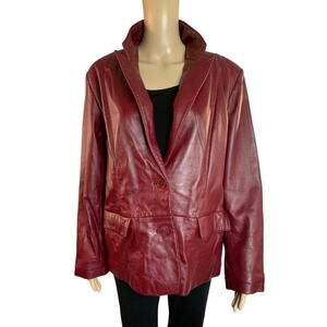 Bagatelle Women's Size 14 Leather Blazer Jacket Moto Notched Collar Button Up